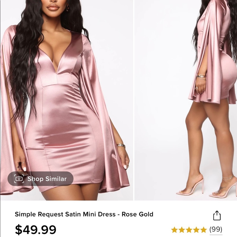 Fashionnova satin rose gold mini dress